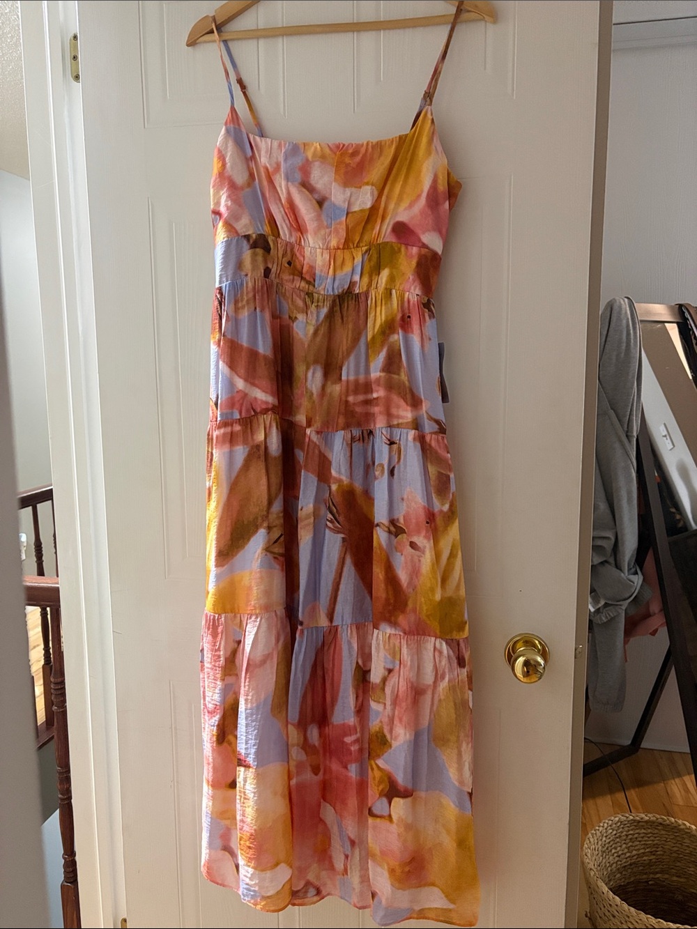 Socialite Multicolor Pink Yellow & Lavender Abstract Floral Maxi Dress